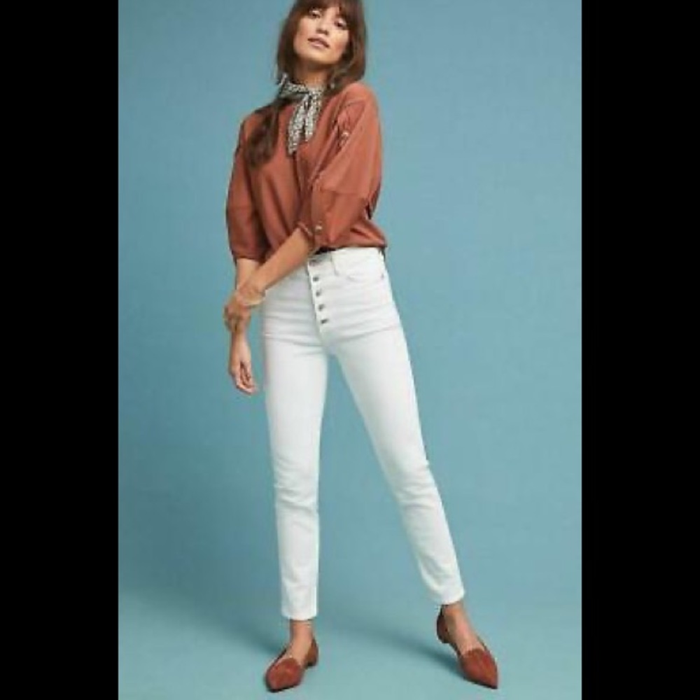 CITIZENS OF HUMANITY
White Exposed Fly Olivia Crop High-Rise Slim Jeans, size 29